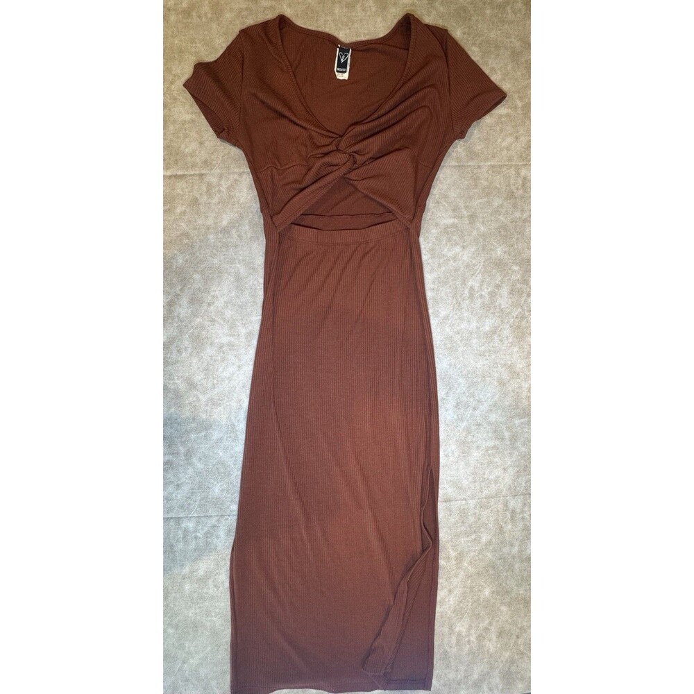 Windsor Womens Dress Bodycon Ribbed Orange/Mauve Size Small S